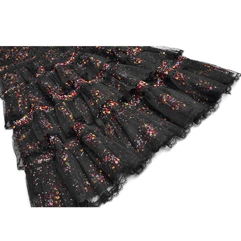 SEQINYY Partid Rochie Mini Neagră, Vară, Primăvară Nouă de Design de Moda Femei Pista Paiete Colorate de Înaltă Calitate Volane în Cascadă