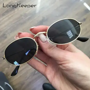 LongKeeper Retro Oval ochelari de Soare pentru Femei Ochelari de Epocă Bărbați Oglindă de Metal Aur argint Ochelari de Soare de sex Feminin Oculos de sol UV400