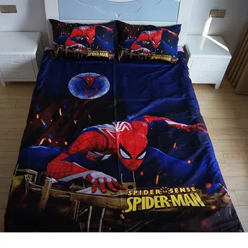 Spiderman Avengers Heros Princess Model de Lenjerie de pat Foaie cu Volane față de Pernă Desene animate Flatsheet Copii Baieti seturi de lenjerie de pat