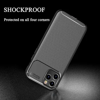 Caz de telefon Pentru iPhone12 Pro Max Caz Capacul din Fibra de Carbon Silicon Moale rezistent la Socuri Afaceri Antiknock Caz pentru iPhone 12 Pro MiNi
