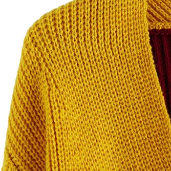 Femei Tricotate De Culoare Bloc V Gât Maneca Lunga Pulover Pulover Casual Jumper Topuri