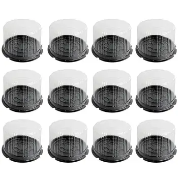 1 Set 20PC de Panificație de Formă Rotundă de Plastic, Cutii de Tort Brânză Spumă de Ambalare Cutii (Negru)