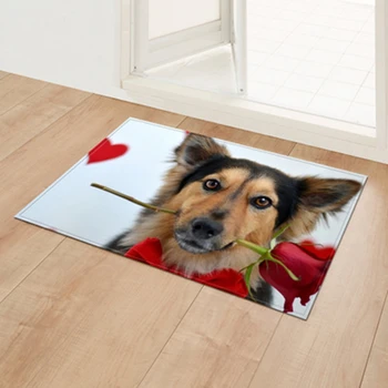 Creative Ușa de la Baie Covoare Covorase De Intrare Valentine ' s Day Rose Câine Covor Covoare Anti-alunecare Dormitor Bucatarie Covoare Decor Acasă
