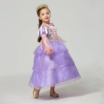 Fete Tangled Rapunzel Dress up Costume Copii Paiete Îmbrăcăminte Stratificat Cosplay Desene animate Rochiile de Bal Petrecere Rochie Fancy