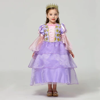 Fete Tangled Rapunzel Dress up Costume Copii Paiete Îmbrăcăminte Stratificat Cosplay Desene animate Rochiile de Bal Petrecere Rochie Fancy