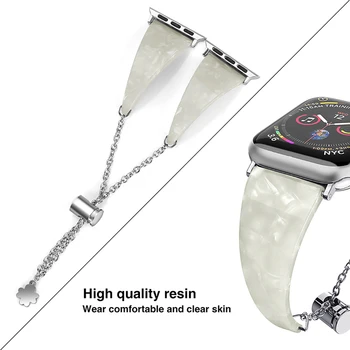 Rășină Trupa pentru Apple Watch Band 44mm 42mm iWatch Seria 5 4 3 2 38mm 40mm din Oțel Inoxidabil Lanțuri Bratara Elegant Brățară Femei