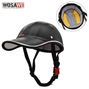 WOSAWE Motocicleta Casca Jumătate Șapcă de Baseball Biciclete Electrice, Scutere Anti-UV Siguranță Greu de Cap Pălărie Echipament de Protecție