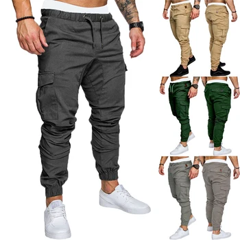 Barbati Casual Pantaloni Joggers Subțire Solid Cargo pantaloni de Trening de sex Masculin Multi-buzunar de Pantaloni Noi de Mens Sport Hip Hop Harem Pantaloni de Creion