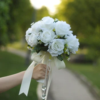 Albe Buchet De Mireasa Buchet De Mireasa Mariage Flori Artificiale De Trandafiri Buchete De Nunta Pentru Domnisoarele De Onoare, Accesorii De Nunta