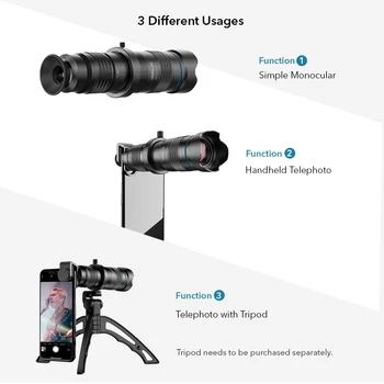 APEXEL HD 36 x telescop cu zoom monocular+selfie trepied pentru iPhone Samsung smartphone-uri de Călătorie de Vânătoare, Drumeții Sport dropshippi