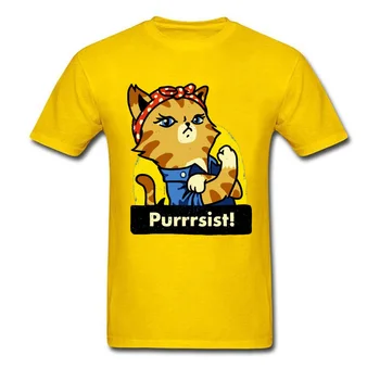 Purrrsist Topuri Grafic Bărbați T-shirt Feministă Femei din Bumbac Tricou Lupta Ca O Pisică Camasi Slim Fit Vara Haine Desene animate Amuzant