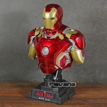 Iron Man 3 MARK XLIII MK 43 1/4 Scară Bust cu LED-uri de Lumină din PVC Figura de Colectie Model de Jucărie