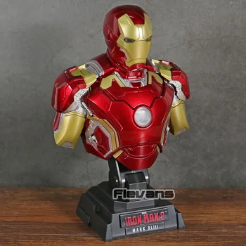 Iron Man 3 MARK XLIII MK 43 1/4 Scară Bust cu LED-uri de Lumină din PVC Figura de Colectie Model de Jucărie