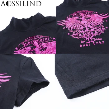 AOSSILIND de Vară 2020 bumbac imprimat cu maneci scurte sexy top femei casual negru T-shirt femme harajuku streetwear