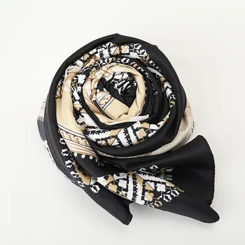 Brand de lux 2021 Designer de Mătase Pătrat Eșarfă pentru Femei din Satin Gât Cravată de Păr Trupa Supradimensionat Plaja Hijab Cap Feminin Foulard hijab