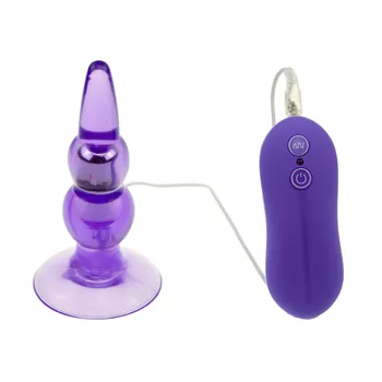 Plăcerile anale Jelly Butt Plug - 10 viteza violet Becuri Sonda cu ventuze de bază, cel Mai bun Anal Vibrator jucarii speciale pentru incepatori
