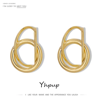 Yhpup Declarație Geometrică Neregulată Stud Cercei Trendy Metal Gol Cercei Aur Bijuterii pentru Femei Partid Aretes De Mujer