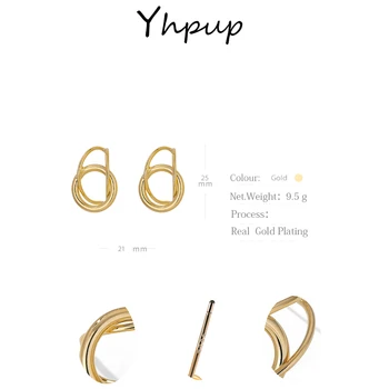 Yhpup Declarație Geometrică Neregulată Stud Cercei Trendy Metal Gol Cercei Aur Bijuterii pentru Femei Partid Aretes De Mujer