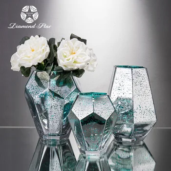 Aur Argint Vaza de Sticla Moderne de Placare Fals Flori Uscate Flori de Camera de zi floreros de decoracion decor acasă borcane de sticlă albastru