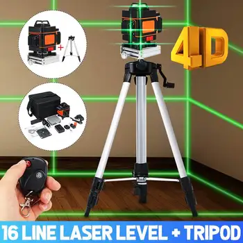 16 Linii Laser la Nivelul 4D Lumina Verde LED Auto Nivelarea De 360° Rotativ Măsura pe Orizontală pe Verticală Crucea de Control de la Distanță