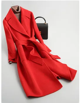 Veritabil Amestec de Lână Haină de Blană de Iarna Femei Blana X-Long Îmbrăcăminte exterioară Palton LF2116