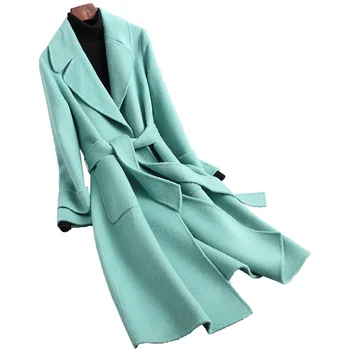 Veritabil Amestec de Lână Haină de Blană de Iarna Femei Blana X-Long Îmbrăcăminte exterioară Palton LF2116