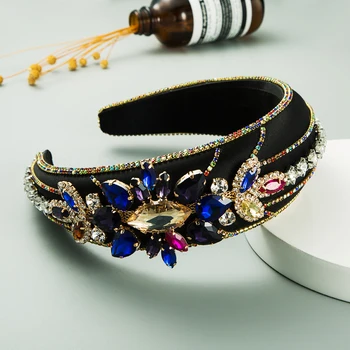 Lux Baroc mai Multe Culori Cristal Flori cu Bandă de susținere Elegant Curea de Metal Strălucitoare Stras Hairband pentru Femeie sex Feminin Headpieces