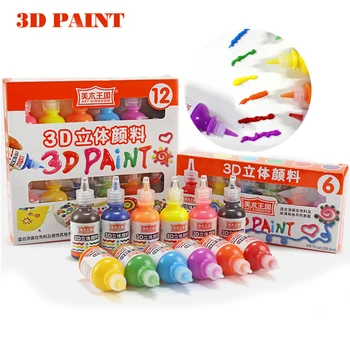 6/12Colors 3D vopsea pe bază de Acril set pentru pictura vopsea pentru țesături textile, îmbrăcăminte de sticlă-Ceramică de Graffiti din lemn de Artă pentru copii