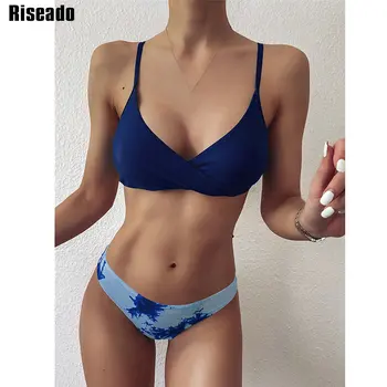 Riseado Sexy Folie de Bikini Tie dye partea de Jos Bikini Costume de baie Femei Șir Curea de Costume de baie Brazilian biquini 2021 Plaja Vara Uzura