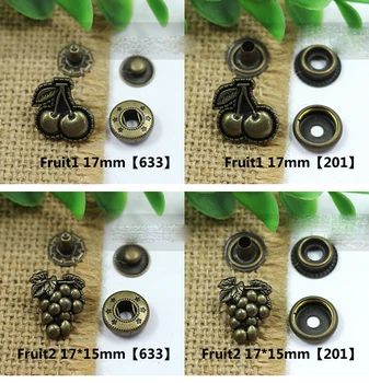 Bronz de epocă fructe de culoare de metal snap butonul de capsuni mere struguri de design pentru îmbrăcăminte pielărie 50sets/lot