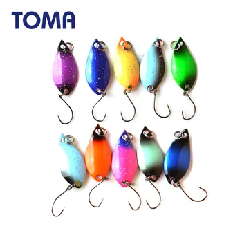 TOMA 5pcs/lot de Pescuit Metal Atrage Lingura Momeală Pentru Păstrăv Bass Linguri Paiete Singur Cârlig Momeli Artificiale de Pescuit