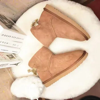 New Sosire 2020 Femeie Clasic de Iarna Zapada Ghete piele de Oaie Autentic Cizme pentru Femei Pantofi de Înaltă Calitate