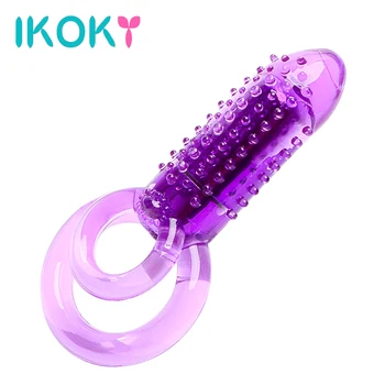 IKOKY Vibrator Cock Ring Intarziere Ejaculare Stimulator Clitoris Vibratoare Jucarii Sexuale pentru Barbati Masturbare Penis Inel