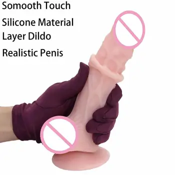 Silicon moale Strat Mare Dildo Realist Penis Penis Penis Piele Jucarii Sexuale pentru Femei ventuza pentru Adulți de Lungă Mari Anal, Dop de Fund