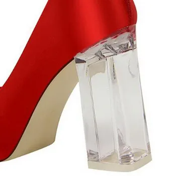 COVOYYAR 2019 Elegant Solid Femei Pompe Subliniat Toe Doamna Transparent Pătrat Tocuri inalte Pantofi de Partid Femeie de Dimensiuni Mari 34-43 WHH159