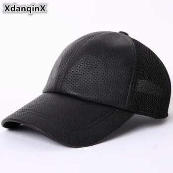 XdanqinX Barbati din Piele Hat Primavara-Vara Orificiu de Ventilație Sepci de Baseball Dimensiunea Reglabil piele de Oaie Piele de Limba Capac