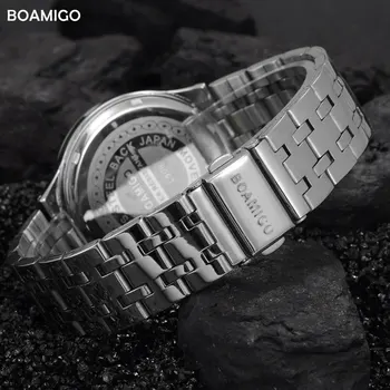 Bărbați cuarț ceasuri din oțel de afaceri calendar ceasuri 2017 BOAMIGO brand argint cadou ceasuri de mana rezistent la apa 30m Relogio Masculino