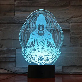 3D Led Lampă Religii Acasă Noptiera Decorative Statuie a lui Buddha USB de Spirit Lumina Multicolor Masa de Iluminat 688