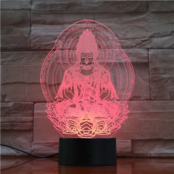 3D Led Lampă Religii Acasă Noptiera Decorative Statuie a lui Buddha USB de Spirit Lumina Multicolor Masa de Iluminat 688
