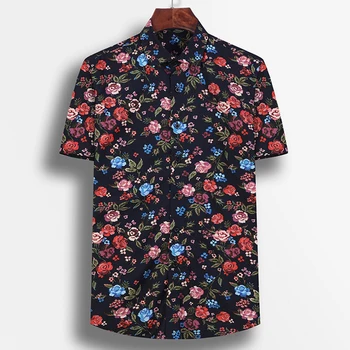 Barbati Vara Plaja Florale Imprimate Bluza Casual Tricouri Hawaii Buzunar mai puțin de Design cu Maneci Scurte, dotare Standard, Flori Tricou