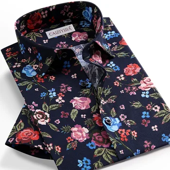 Barbati Vara Plaja Florale Imprimate Bluza Casual Tricouri Hawaii Buzunar mai puțin de Design cu Maneci Scurte, dotare Standard, Flori Tricou