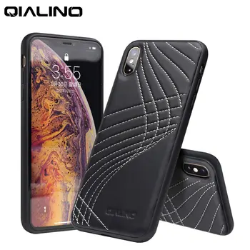 QIALINO Moda Corve Piele naturala Telefon Caz pentru iPhone X/XS de Lux, Ultra-Slim, Capacul din Spate pentru iPhone XR/XS Max 5.8/6.5 inch