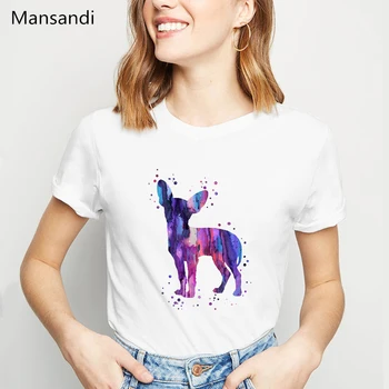 Acuarelă Chihuahua Print T Shirt femei câine amuzant tricou femme tumblr topuri tricou femme vara moda femei t-shirt