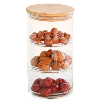 3-Strat Mason Borosilica Borcan De Sticlă Bucătărie Alimente Vrac Container Set Pentru Condimente Uscate Fructe De Stocare Poate Castron Salata Cutie