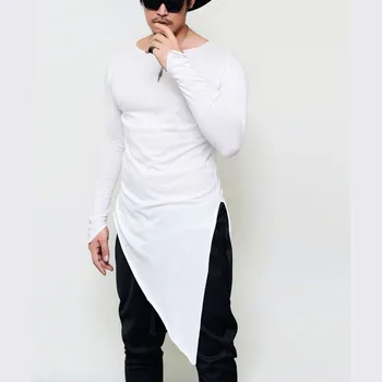 Moomphya 2019 Noi Neregulate Lanseta tiv maneca lunga barbati tricou Streetwear hip hop t-shirt pentru bărbați Elegant tricou tricou barbati