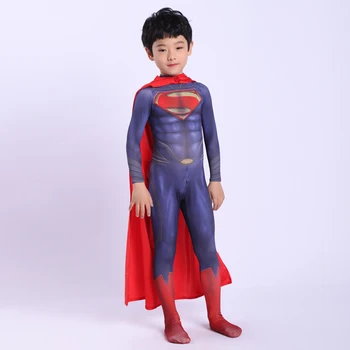 2019 Bărbați Adulți Copii Superman, Clark Kent Cosplay Costum Zentai Super-Erou Costum Body, Salopete Cu Mantie