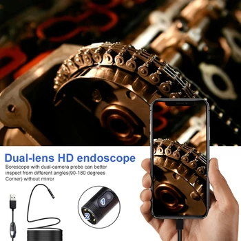 3 În 1 Ajustabilă Industriale cu LED-uri Endoscop Dual Lens Conducte Flexibile Impermeabil Cu Cablu Cameră de Inspecție Tableta Borescope