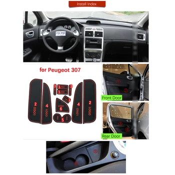 Pentru Peugeot 307 cc sw 2001~2011 Cauciuc Anti-alunecare Mat Usa Groove Cupa pad Poarta slot Accesorii de Interior 2002 2003 2004 2005 2006