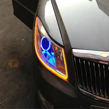 2X 60cm DRL Flexibil Tub cu LED-uri Benzi Stil de Lumini de Zi de Funcționare Rupe Banda Auto cu Faruri de Semnalizare Lumina Alb /Galben /albastru