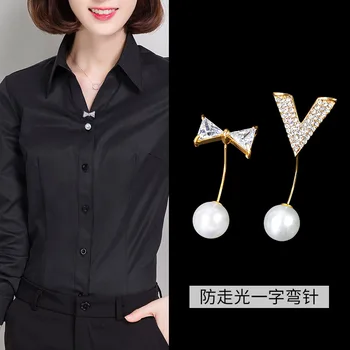 Fix Anti-lumină coreean Simplu V Brosa Costum de Pin Zircon Papion Femei Cardigan Guler de Camasa Ace Eșarfă Catarama Bijuterii Accesorii
